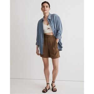 NWT Madewell The Harlow High Waist Button Short in Brown